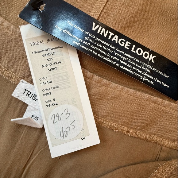 Tribal Jeans Tan Button-Front Linen Blend A Line Midi Skirt Size Small NWT - Picture 8 of 10